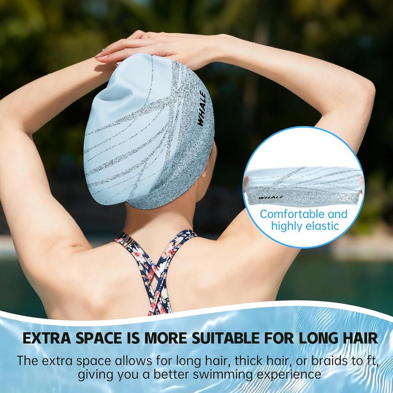 Whale Extra Large Swim Cap Designed for Men and Women with Thick, Long Hair, Hair Extensions Or Afro-Textured Hair Long-Hair Swim Cap Highly Waterproof to Keep Hair Dry - Image 2
